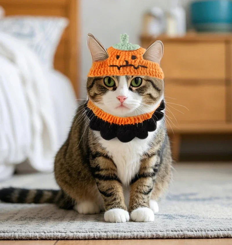 Cute Little Pumpkin Hat & Neck Puffs